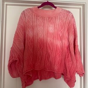 Free People Women's Pink Cable Knit Sweater